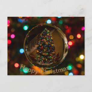 Happy Christmas maroon colour postcard