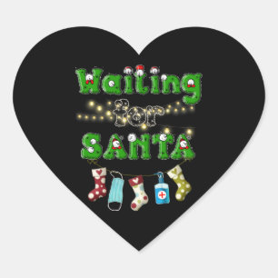 Happy Christmas Merry Christmas Waiting Santa Heart Sticker