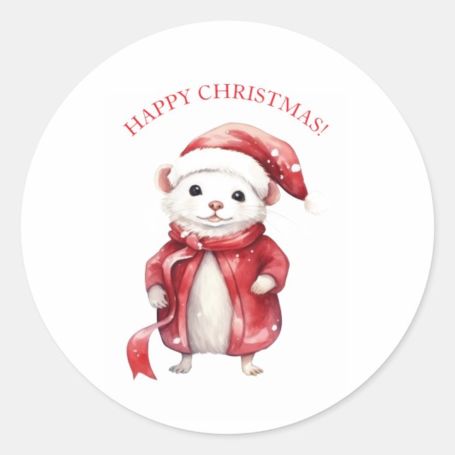 HAPPY CHRISTMAS MOUSE STICKER (Front)