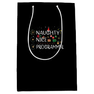 Happy Christmas   Naughty Nice Programmer Medium Gift Bag