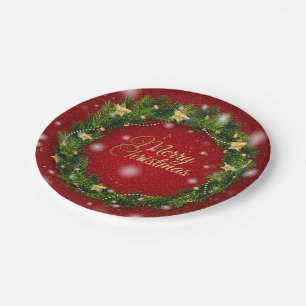 Happy Christmas Party Time Design Paper Plate