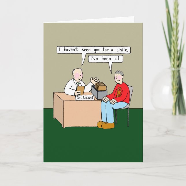 Happy Christmas Patient in Consultation Cartoon Holiday Card (Front)