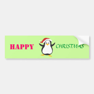 Happy christmas penguin bumper sticker