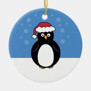 Happy Christmas Penguin Ceramic Tree Decoration