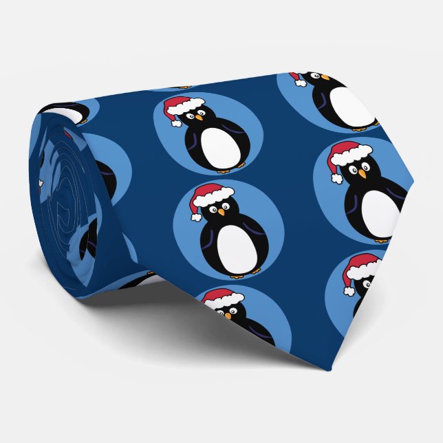 Happy Christmas Penguin Tie (Rolled)