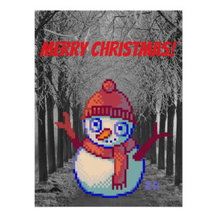 Happy Christmas, pixel art, Poster