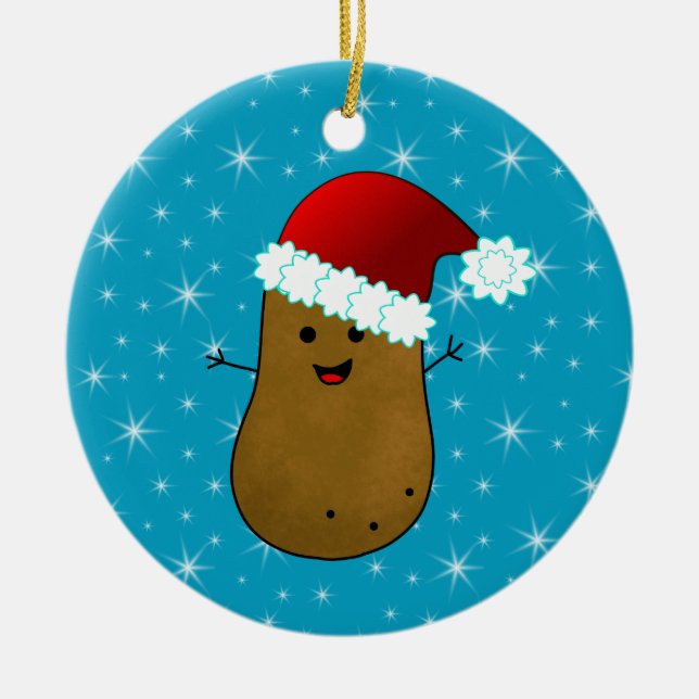 Happy Christmas Potato Ceramic Tree Decoration (Front)