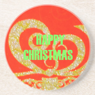 Happy Christmas Red and Gold Collection. Coaster