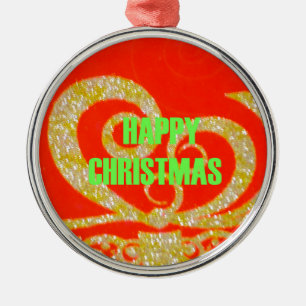 Happy Christmas Red and Gold Collection. Metal Tree Decoration