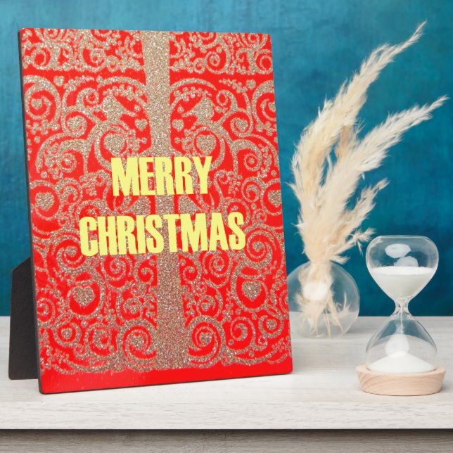 Happy Christmas Red and Gold Collection Plaque (Side)