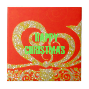 Happy Christmas Red and Gold Collection. Tile