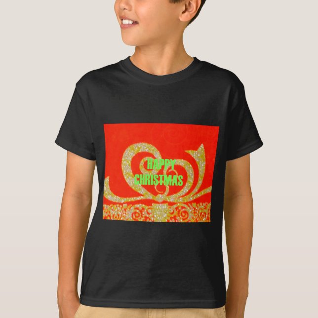Happy Christmas Red and Gold T-Shirt (Front)