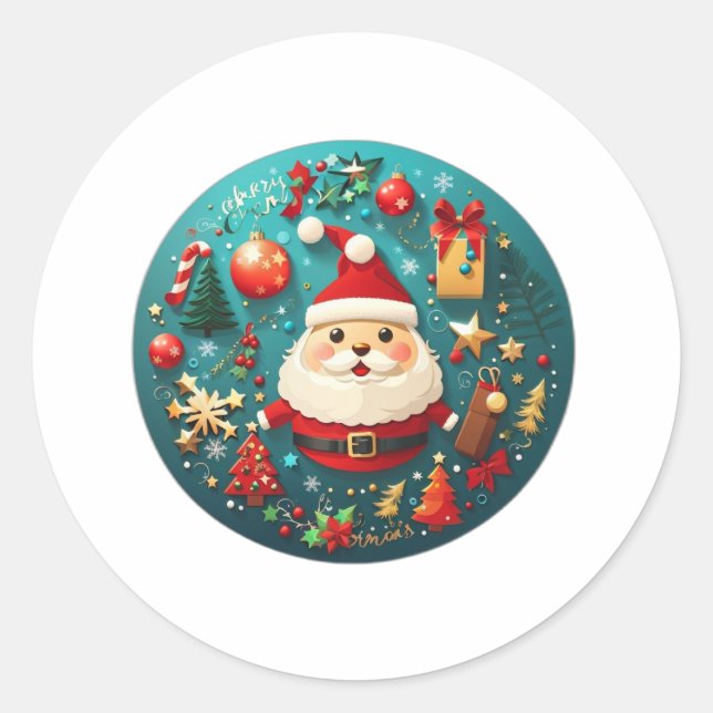 Happy Christmas Rounded Sticker (Front)