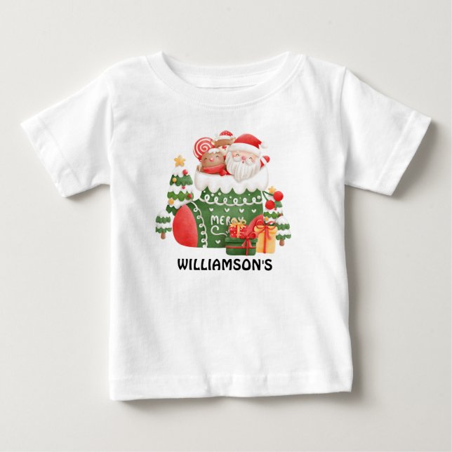 Happy Christmas | Santa Claus Say  Personalised  Baby T-Shirt (Front)