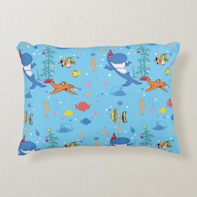 Happy Christmas Shark Decorative Cushion (Front)