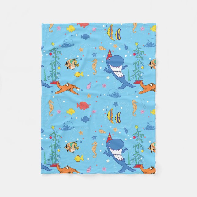 Happy Christmas Shark Fleece Blanket (Front)