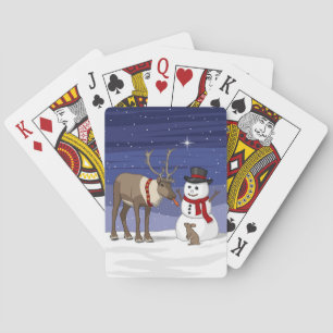 Happy Christmas Snowman & Cute Reindeer Playing Cards