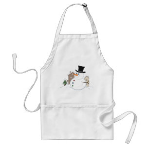 Happy Christmas Snowman Illustration Standard Apron