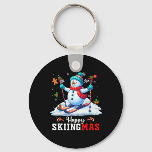 Happy Christmas Snowman Skiing Xmas Player Kids Fa Key Ring