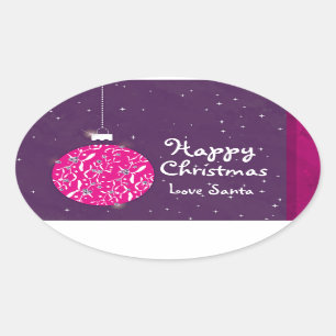 Happy Christmas sparkle bauble gift sticker
