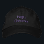 Happy Christmas text celebration Embroidered Hat<br><div class="desc">Happy Christmas text celebration Embroidered Baseball Caps or Hats. Colour type is Black. This design choice captures the joyful and festive spirit of Christmas. You can choose to position the text on the front of the hat, along the brim, or even on the side, depending on the hat's style. Keep...</div>