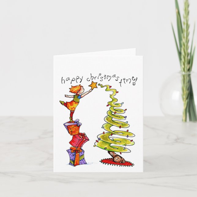 "Happy Christmas Time" Holiday Notecard (Front)