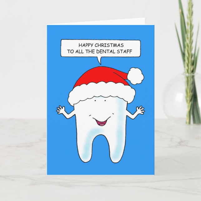 Happy Christmas to All the Dental Staff Cartoon Card (Front)