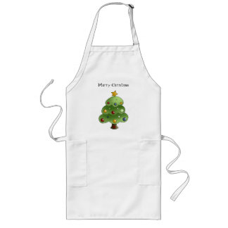 Happy Christmas Tree (Add Your Own Text) Long Apron
