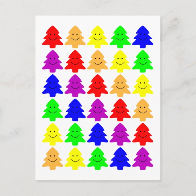 Happy Christmas Trees Holiday Postcard (Front)