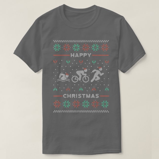 Happy Christmas Triathlon Ugly Sweater  Triathlete (Design Front)