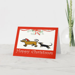happy Christmas, two Dachshunds Holiday Card