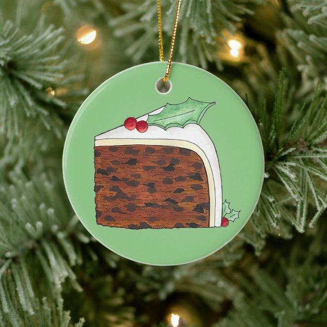 Happy Christmas UK British Cake Slice Festive Ceramic Tree Decoration (Tree)