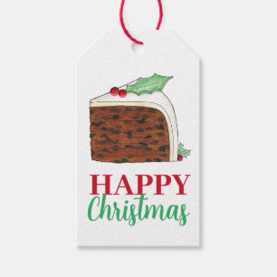 Happy Christmas UK British Cake Slice Festive Gift Tags