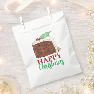 Happy Christmas UK British Cake Slice Homemade Favour Bags