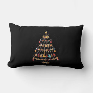 Happy Christmas Ukulele Instrument Christmas Tree Lumbar Cushion