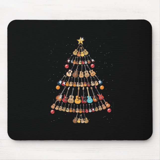 Happy Christmas|Ukulele Instrument Christmas Tree Mouse Pad (Front)