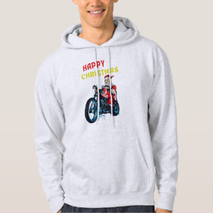 Happy Christmas Vintage Santa Biker Retro Holiday Hoodie