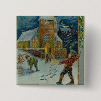 Happy Christmas - Vintage snowball fight postcard