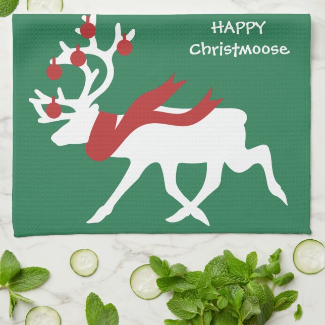 Happy Christmoose Christmas Dish Towel (Folded)