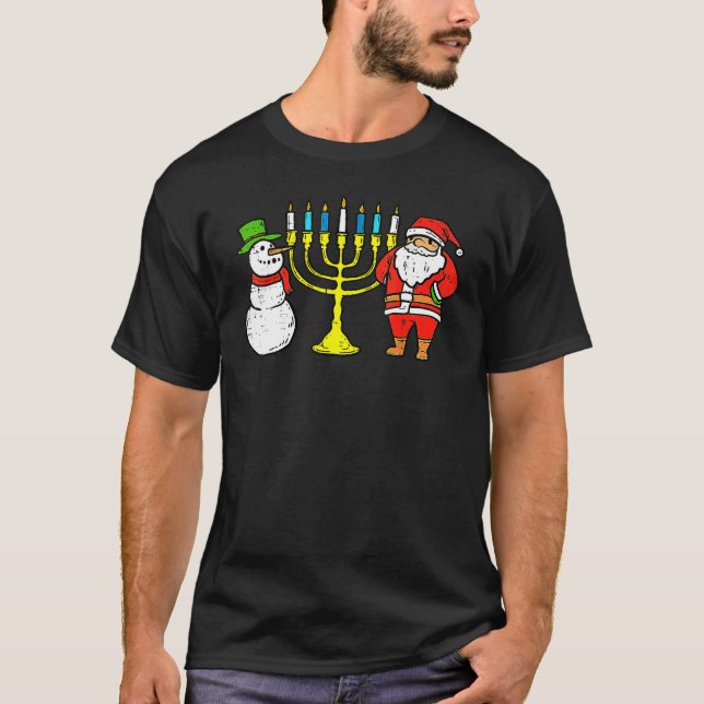 Happy Christmukkah Christmas Hanukkah Pajamas Chan T-Shirt (Front)