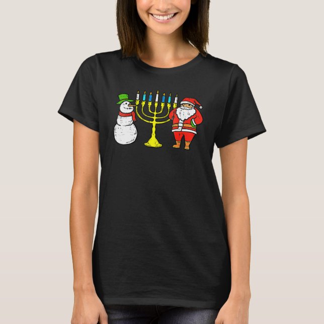 Happy Christmukkah Christmas Hanukkah Pajamas Chan T-Shirt (Front)