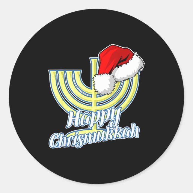 Happy Christmukkah Hanukkah Christmas  Classic Round Sticker (Front)
