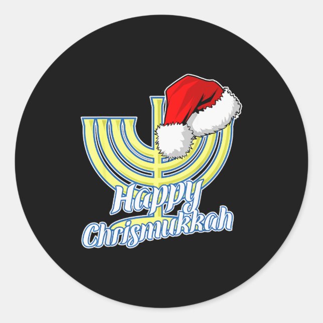 Happy Christmukkah Hanukkah Christmas  Classic Round Sticker (Front)