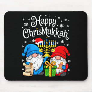 Happy Christmukkah Hanukkah Christmas Gnome Xmas F Mouse Pad