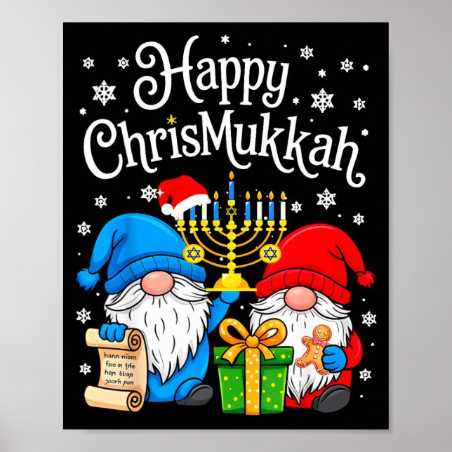 Happy Christmukkah Hanukkah Christmas Gnome Xmas F Poster (Front)