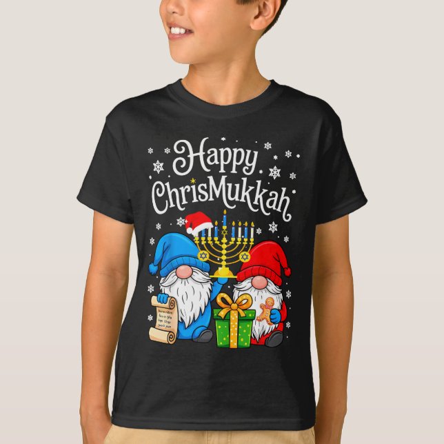 Happy Christmukkah Hanukkah Christmas Gnome Xmas F T-Shirt (Front)