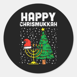 Happy Christmukkah Jewish Christmas Hanukkah Chanu Classic Round Sticker