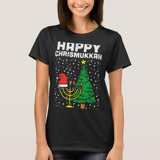 Happy Christmukkah Jewish Christmas Hanukkah Chanu T-Shirt (Front)