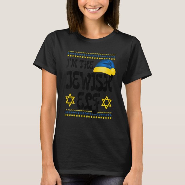 Happy Christmukkah Jewish I'm The Jewish Elf Chris T-Shirt (Front)