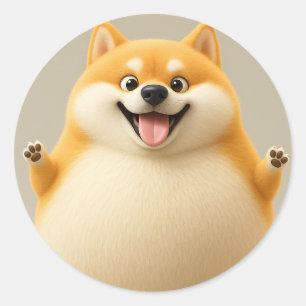 Happy Chubby Cartoon Dog Sticker